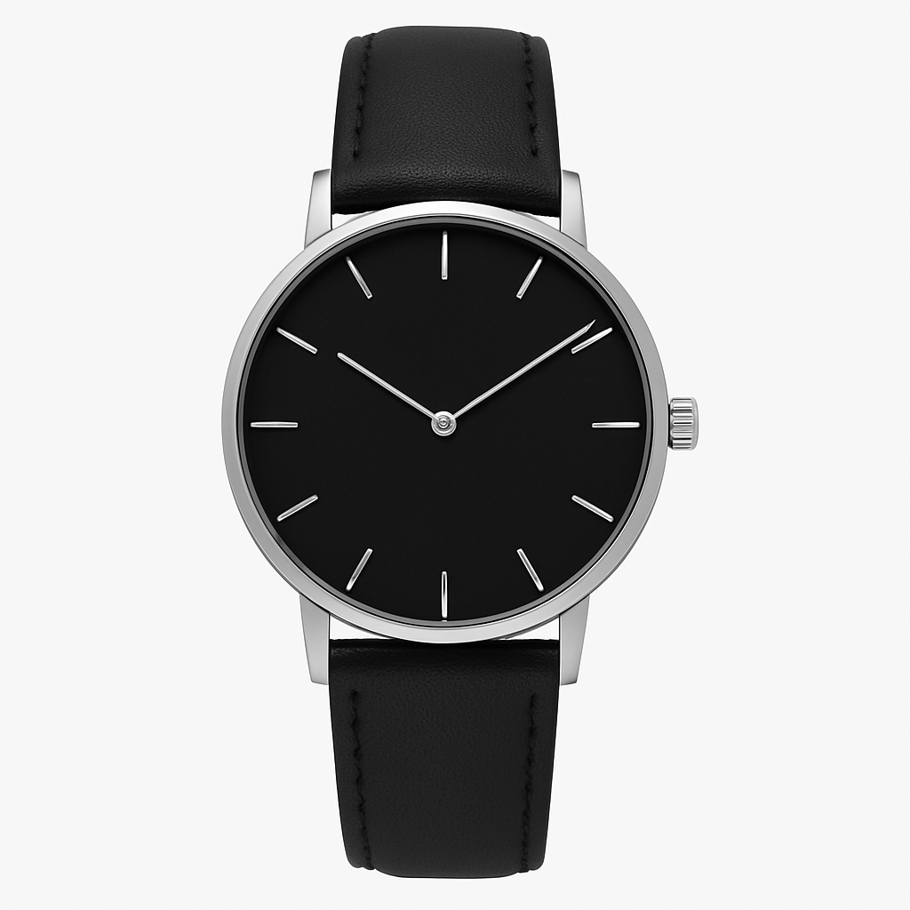 Schwarze Lederuhr - Kirchaire Uhren