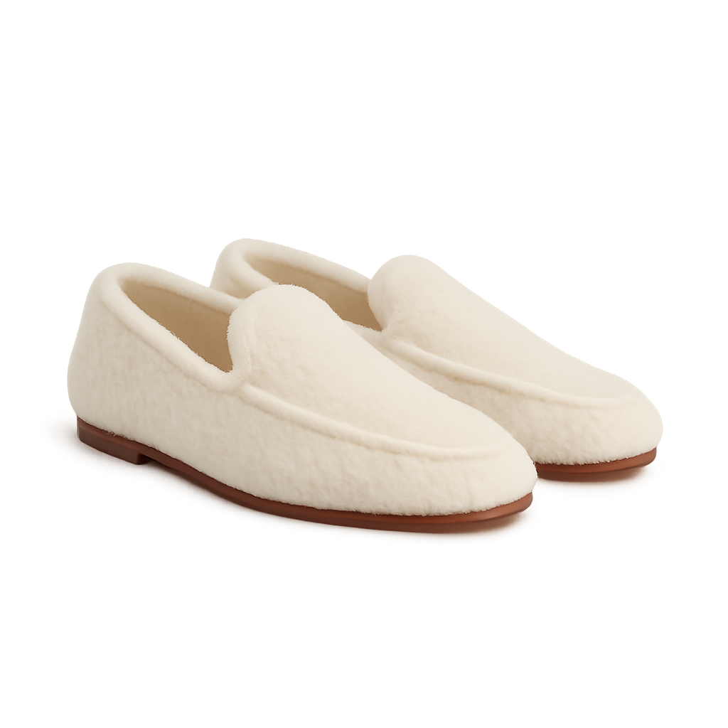Weiße Woll Mokassins - Kirchaire Schuhe